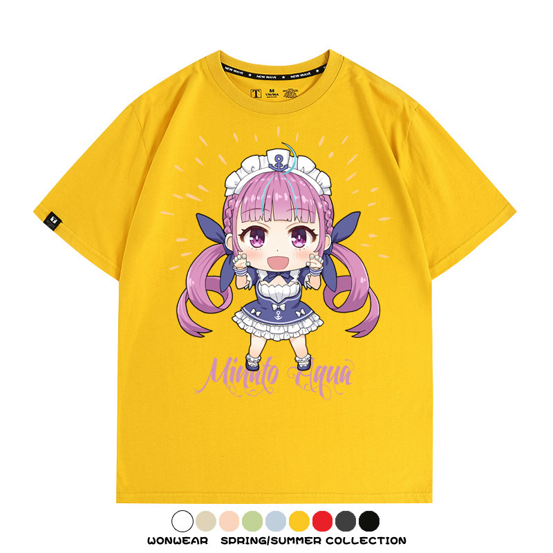 Hololive虛擬主播vtuber湊阿庫婭 親子情侶裝寬鬆短袖T