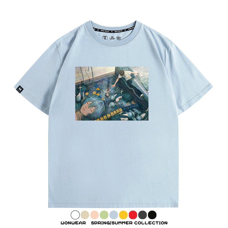新世紀福音戰士EVA藝術插畫潮牌印花T恤夏季男潮純棉短袖寬鬆上衣