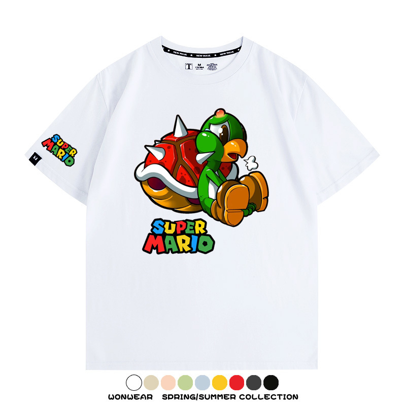 瑪利歐兄弟任天堂周邊短袖游戲卡通蘑菇青少年男寬鬆夏季純棉T恤