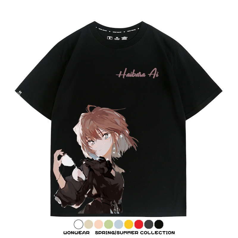 名偵探柯南灰原哀小蘭潮牌情侶原畫聯動周邊短袖夏季純棉T恤寬鬆