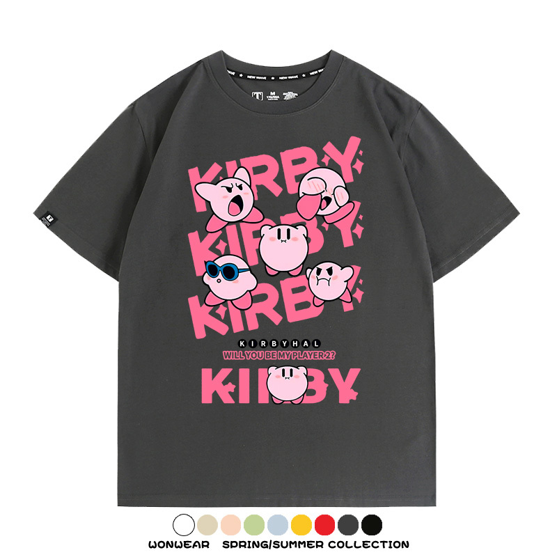 星之卡比任天堂遊戲周邊 親子情侶裝寬鬆短袖T