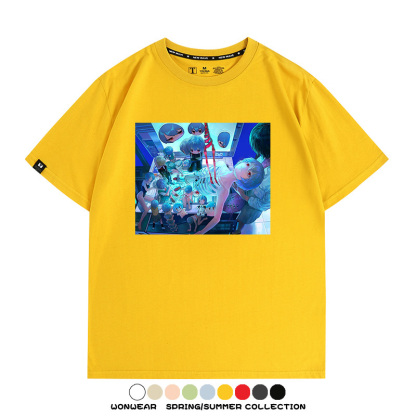 新世紀福音戰士EVA藝術插畫潮牌印花T恤夏季男潮純棉短袖寬鬆上衣