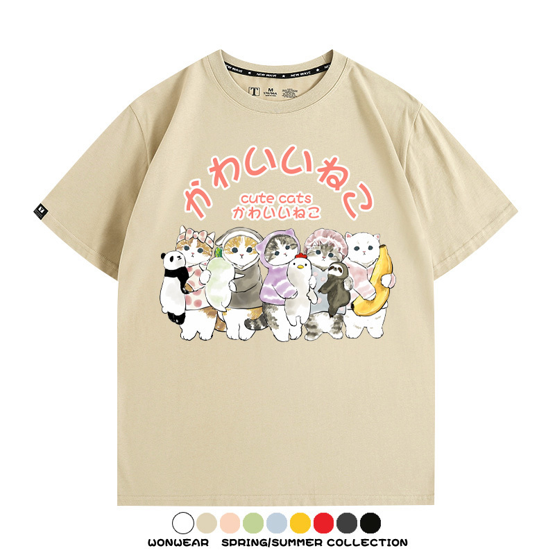 貓福珊迪可愛萌系學院風動漫周邊短袖T恤