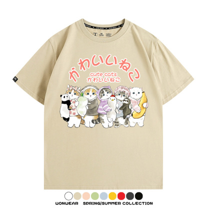 貓福珊迪可愛萌系學院風動漫周邊短袖T恤