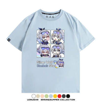 崩壞:星穹鐵道銀狼小姐 親子情侶寬鬆短袖T