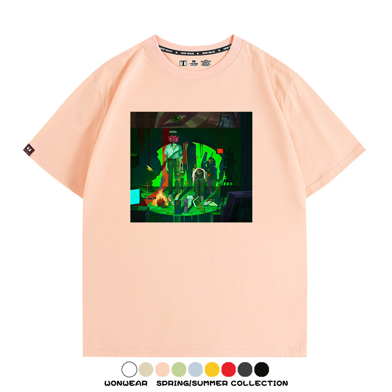 新世紀福音戰士EVA藝術插畫潮牌印花T恤夏季男潮純棉短袖寬鬆上衣