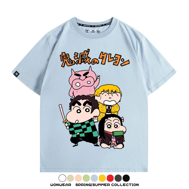 鬼滅之刃蠟筆小新聯名動漫周邊短袖T恤