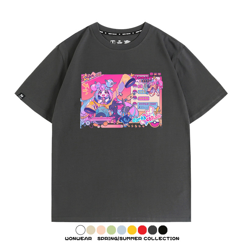 寶可夢歌姬美洛耶塔聯動MIKU初音未來周邊短袖T恤衫夏季純棉上衣寬鬆