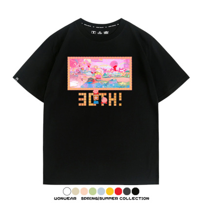 星之卡比任天堂周邊粉色惡魔可愛卡通T恤衫夏季男潮純棉短袖上衣