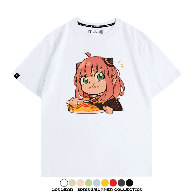 間諜家家酒動漫阿尼亞卡通可愛周邊情侶T恤衫夏季純棉短袖上衣潮