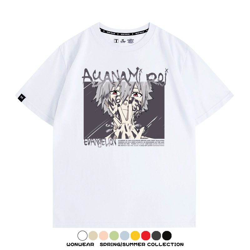 新世紀福音戰士EVA綾波麗明日香褚熏日系潮牌動漫青少年夏純棉T恤