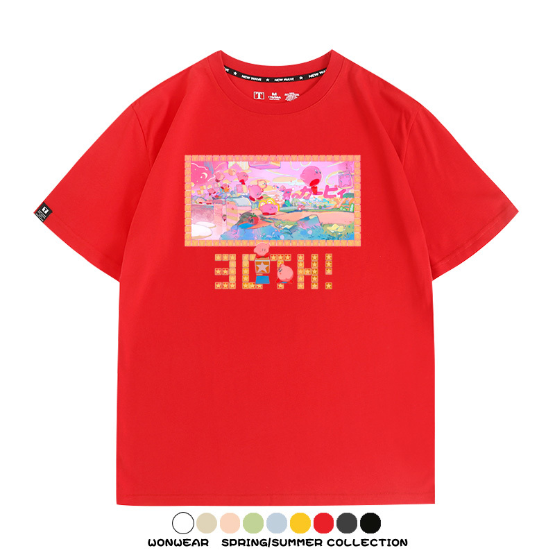 星之卡比任天堂周邊粉色惡魔可愛卡通T恤衫夏季男潮純棉短袖上衣