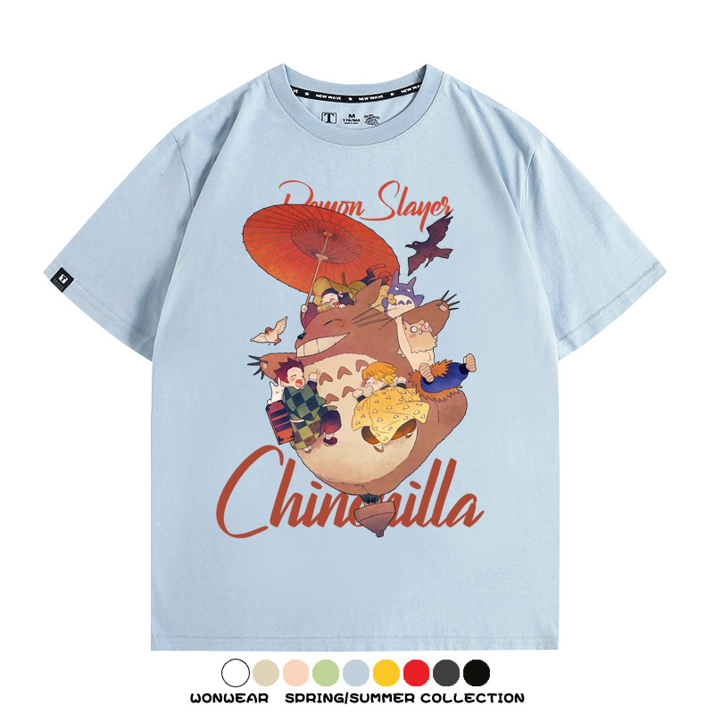 宮崎駿龍貓x鬼滅之刃動漫周邊短袖T恤