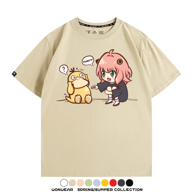 間諜家家酒安妮亞x寶可夢可達鴨 親子情侶裝寬鬆短袖T