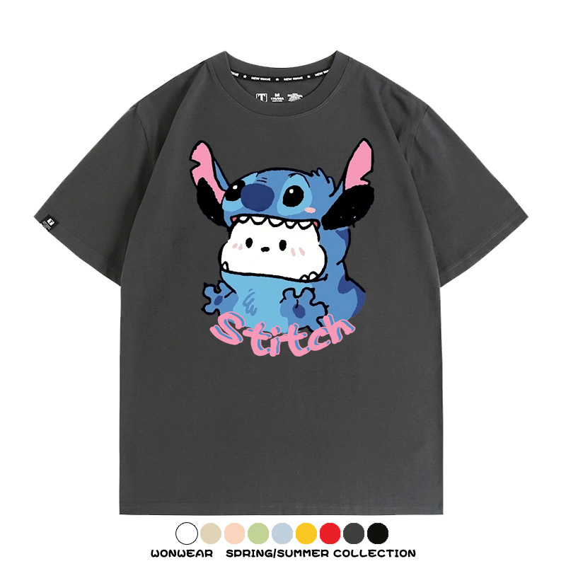 史迪奇三麗鷗帕恰狗聯名 親子情侶裝寬鬆短袖T