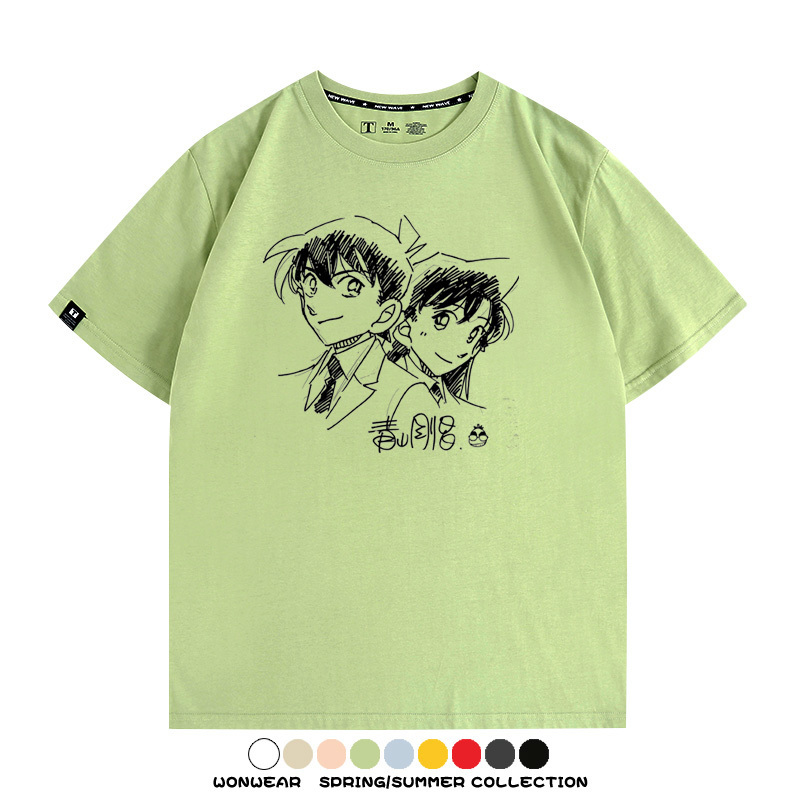 名偵探柯南灰原哀小蘭潮牌情侶原畫聯動周邊短袖夏季純棉T恤寬鬆