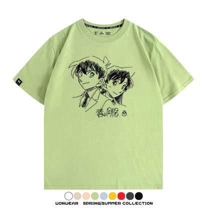 名偵探柯南灰原哀小蘭潮牌情侶原畫聯動周邊短袖夏季純棉T恤寬鬆