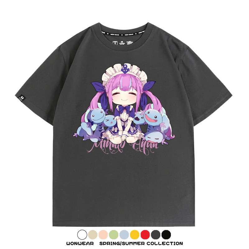 Hololive虛擬主播vtuber湊阿庫婭 親子情侶裝寬鬆短袖T