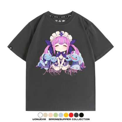 Hololive虛擬主播vtuber湊阿庫婭 親子情侶裝寬鬆短袖T