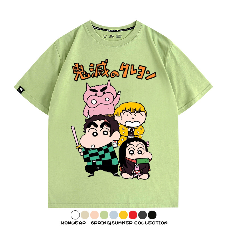 鬼滅之刃蠟筆小新聯名動漫周邊短袖T恤
