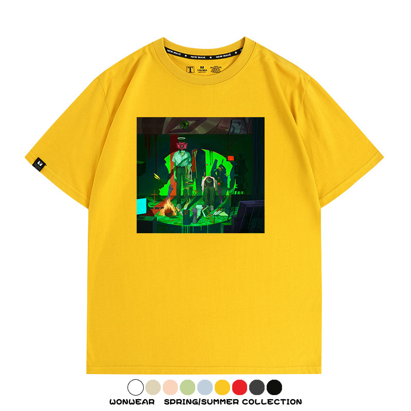 新世紀福音戰士EVA藝術插畫潮牌印花T恤夏季男潮純棉短袖寬鬆上衣