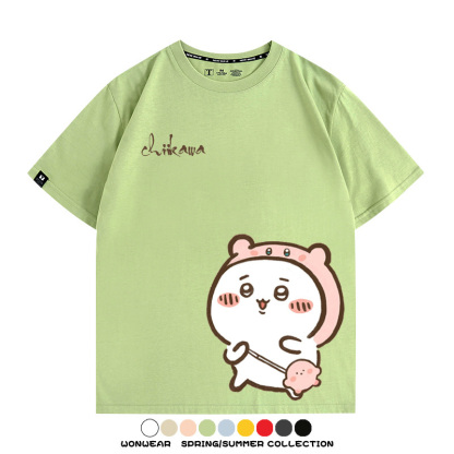 Chiikawa吉伊卡哇卡通烏薩奇COS星之卡比聯動短袖純棉T恤夏季寬鬆