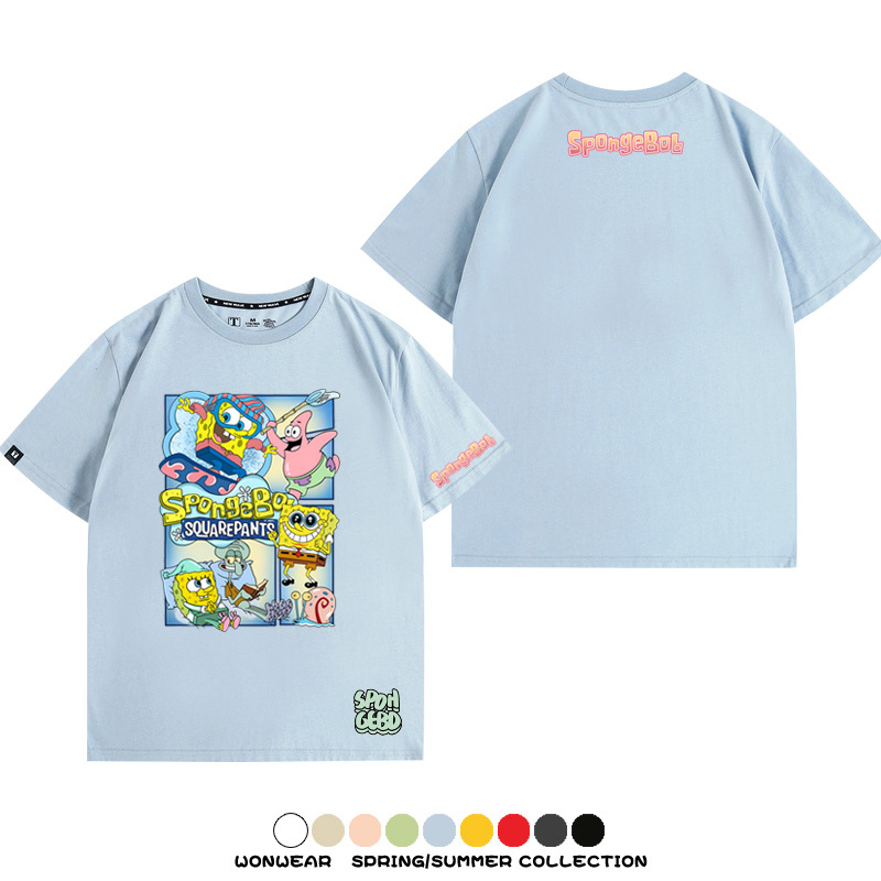 海綿寶寶 卡通潮牌周邊情侶寬鬆短袖t-shirt