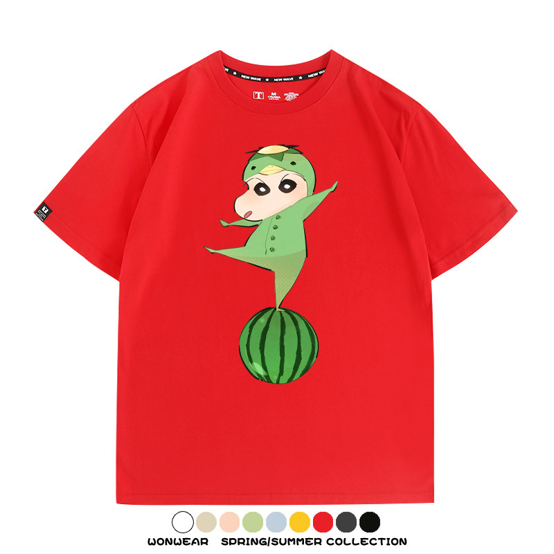 蠟筆小新河童聯名網紅表情包短袖上衣服情侶裝動漫周邊t恤衫半袖