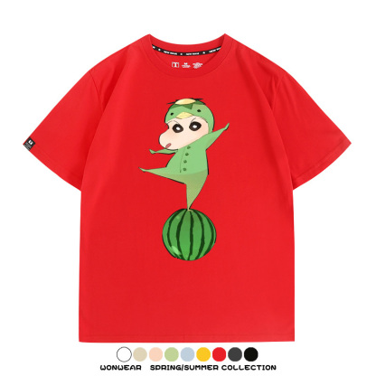 蠟筆小新河童聯名網紅表情包短袖上衣服情侶裝動漫周邊t恤衫半袖