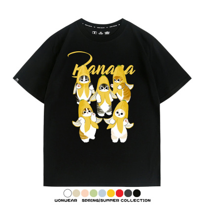 香蕉貓貓banana 親子情侶寬鬆短袖T
