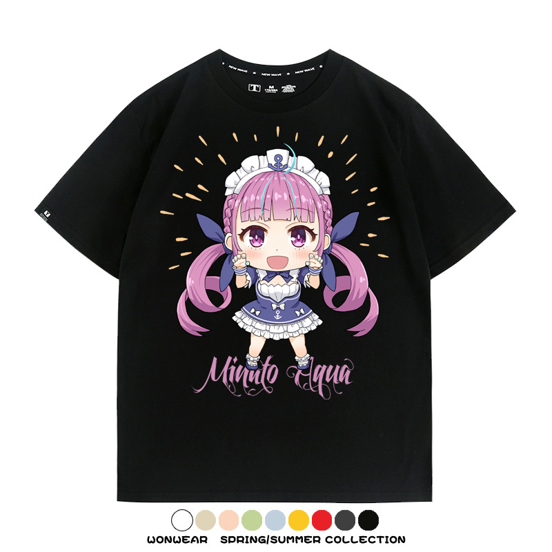 Hololive虛擬主播vtuber湊阿庫婭 親子情侶裝寬鬆短袖T