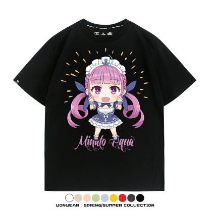 Hololive虛擬主播vtuber湊阿庫婭 親子情侶裝寬鬆短袖T