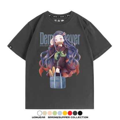 鬼滅之刃禰豆子動漫周邊聯名短袖上衣服卡通純棉t恤衫男夏季半袖