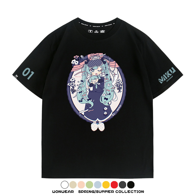 初音未來MIKU 周邊情侶百搭短袖t-shirt