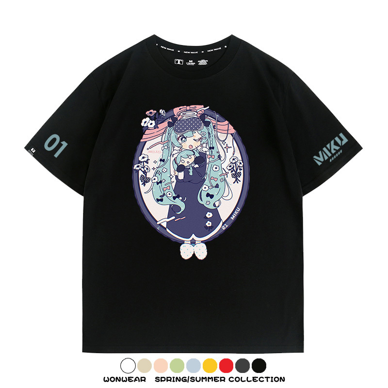 初音未來MIKU 周邊情侶百搭短袖t-shirt