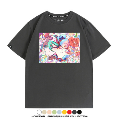 寶可夢皮卡丘聯動V家初音未來miku歌姬周邊短袖純棉T恤上衣夏寬鬆