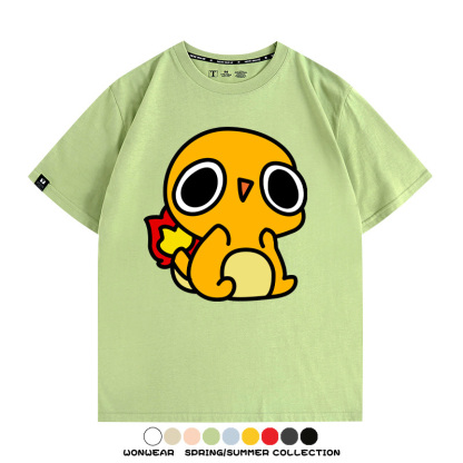 精靈寶可夢小火龍傑尼龜 親子情侶裝寬鬆短袖T