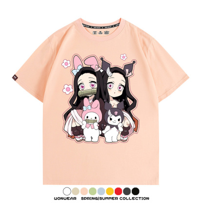 鬼滅之刃聯名三麗鷗 親子情侶裝寬鬆短袖T