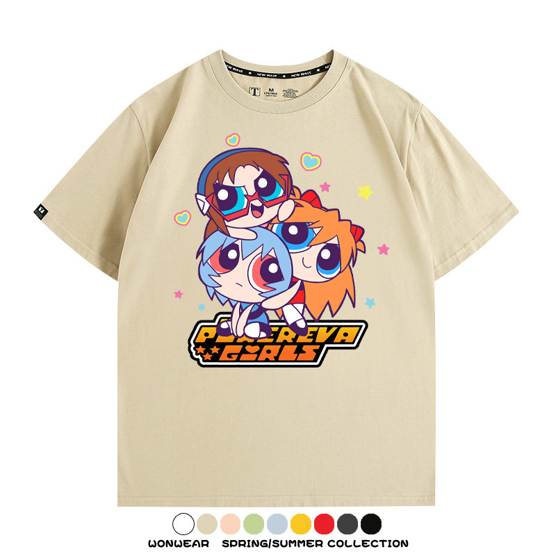 EVA福音戰士飛天小女警聯名 親子情侶裝寬鬆短袖T