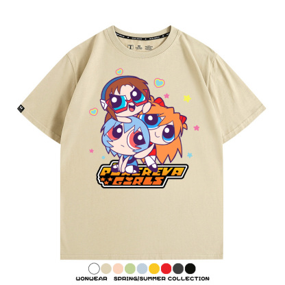 EVA福音戰士飛天小女警聯名 親子情侶裝寬鬆短袖T