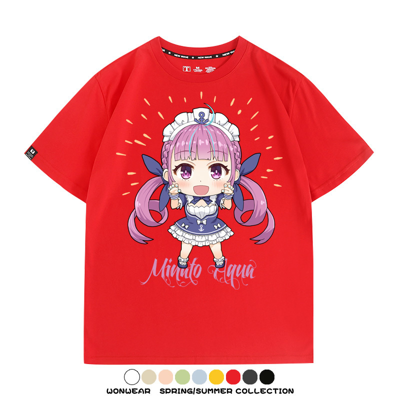 Hololive虛擬主播vtuber湊阿庫婭 親子情侶裝寬鬆短袖T