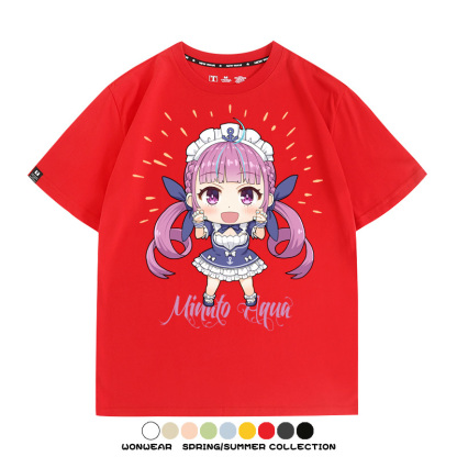 Hololive虛擬主播vtuber湊阿庫婭 親子情侶裝寬鬆短袖T