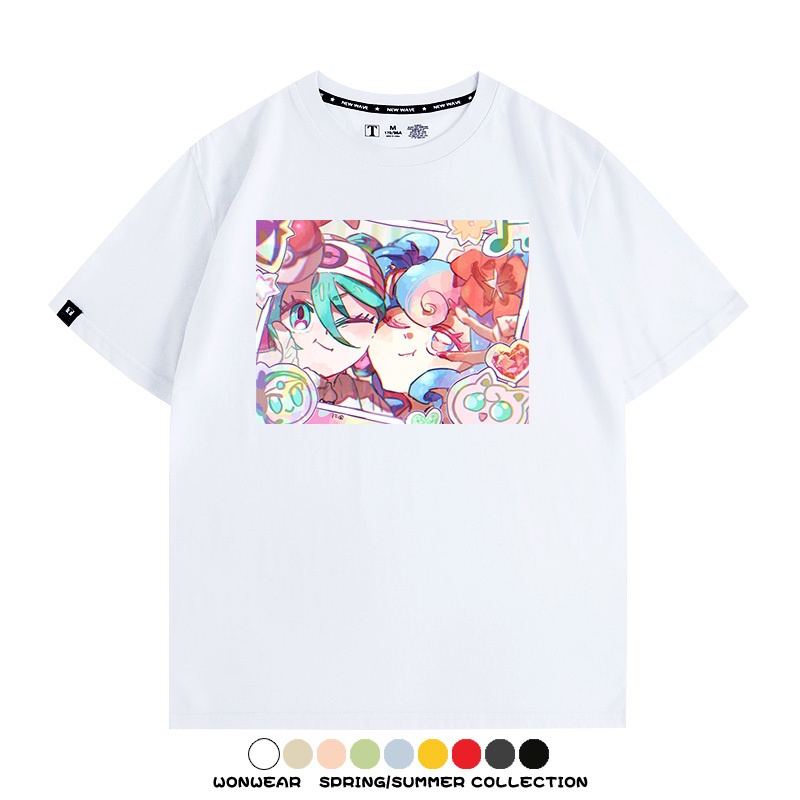 寶可夢皮卡丘聯動V家初音未來miku歌姬周邊短袖純棉T恤上衣夏寬鬆