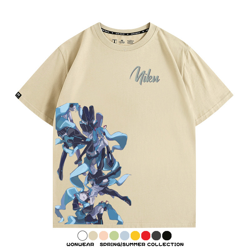 Miku初音未來周邊T恤動漫二次元休閒半袖男青少年短袖衣服潮百搭