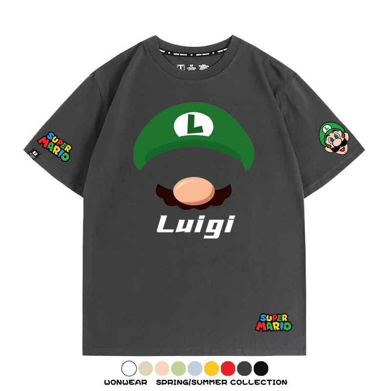 瑪利歐超級瑪麗路易吉兄弟帽子任天堂T恤周邊短袖夏季男潮流寬鬆