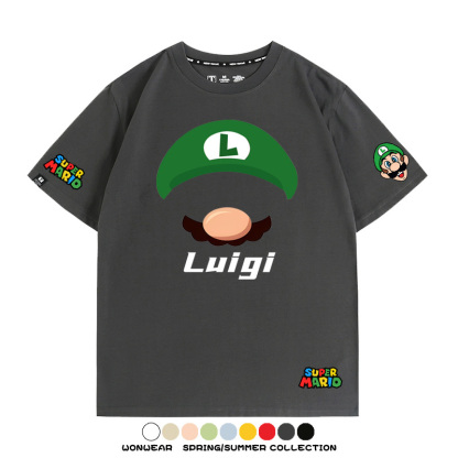 瑪利歐超級瑪麗路易吉兄弟帽子任天堂T恤周邊短袖夏季男潮流寬鬆