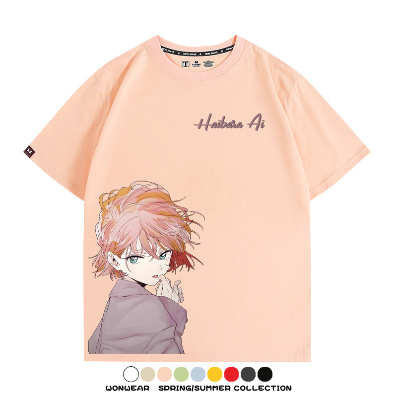 名偵探柯南灰原哀小蘭潮牌情侶原畫聯動周邊短袖夏季純棉T恤寬鬆