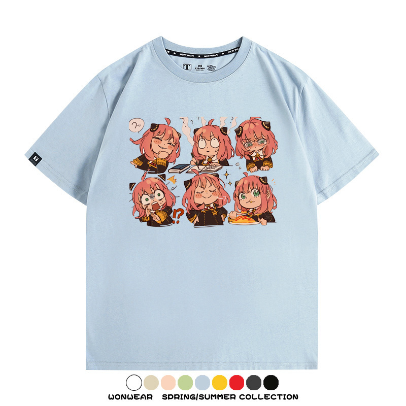 間諜家家酒動漫阿尼亞卡通可愛周邊情侶T恤衫夏季純棉短袖上衣潮