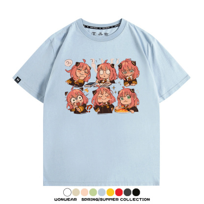 間諜家家酒動漫阿尼亞卡通可愛周邊情侶T恤衫夏季純棉短袖上衣潮