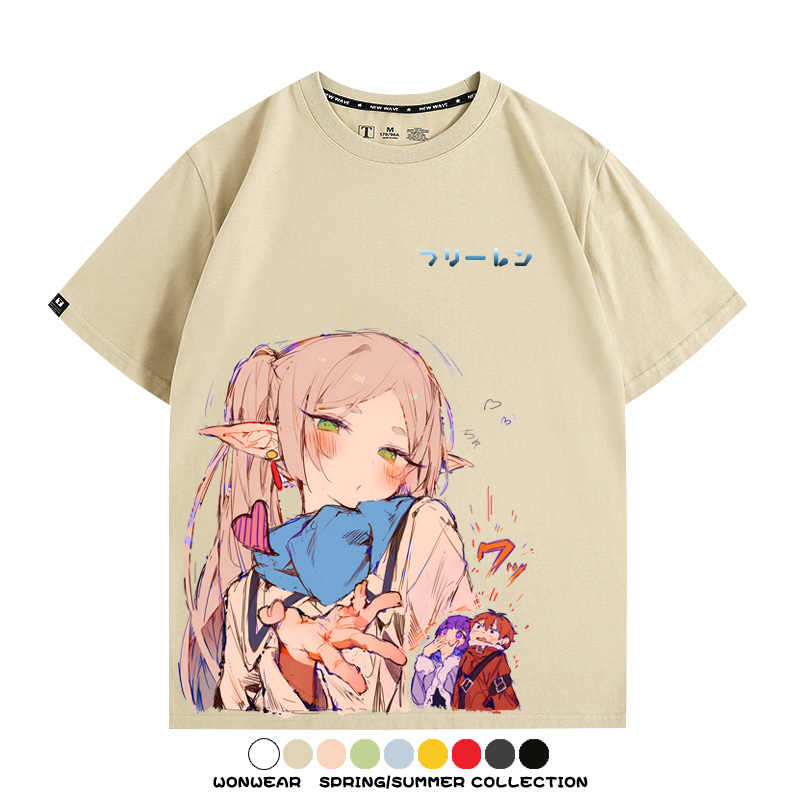 葬送的芙莉蓮卡通動漫菲倫可愛情侶周邊二次元短袖夏季純棉T恤衫